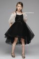 black satin a line flower girl dress with bows 5D7A6624